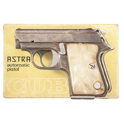 Factory Engraved Silver Plated Astra Cub 2002 Semi-Automatic Pistol with Original Box