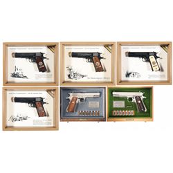 Collector's Lot of Six Colt 1911 Commemorative Semi Automatic Pistols with Cases