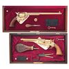 Image 1 : Two Cased Engraved Gold Plated Commemorative Replica Colt Revolvers