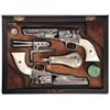 Image 1 : Scarce Rosewood Presentation Cased Pair of New York Engraved Colt Model 1862 Police Revolvers with P