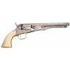 Image 1 : Engraved Silver Plated Colt Model 1862 Police Revolver with Ivory Grip
