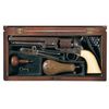 Image 1 : Cased Deluxe Factory Engraved Colt Model 1849 Pocket Revolver with Ivory Grip and Presentation Barre