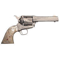 Documented Factory Engraved Colt Single Action Army Revolver with Steer Head Pearl Grips and Factory