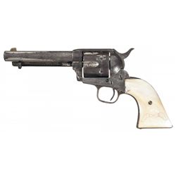 Black Powder Colt Single Action Army Revolver with New York Style Engraving and Steer Head Carved Pe