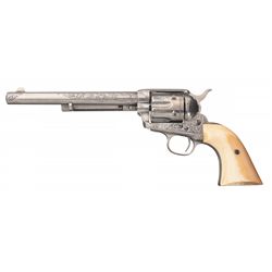 Engraved Black Powder Colt Single Action Army Revolver with Ivory Grips and Factory Letter