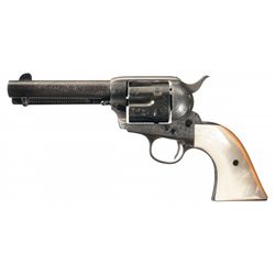 Factory Engraved First Generation Colt Single Action Army Revolver with Pearl Grips and Factory Lett