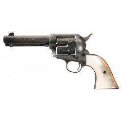 Factory Engraved First Generation Colt Single Action Army Revolver with Pearl Grips and Factory Lett