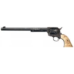 Elaborate Custom Relief Colson Signed and Engraved Gold and Silver Inlaid Colt Single Action Army Re