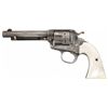 Image 1 : Engraved Silver Plated Colt Bisley Single Action Revolver with Pearl Grips