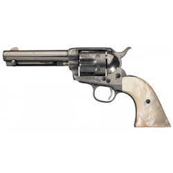 Black Powder Colt Single Action Army Revolver with Carved Steer Head Pearl Grips