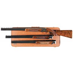 Outstanding Dewil Signed Engraved Gold Inlaid Exhibition Grade Three Barrel Set Belgian Browning Sup