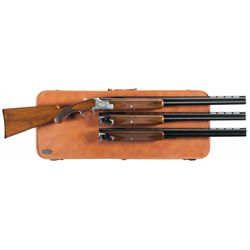 Abercrombie & Fitch Marked Belgian Browning Superposed Lightning 3 Barrel Skeet Set with Case and Fa
