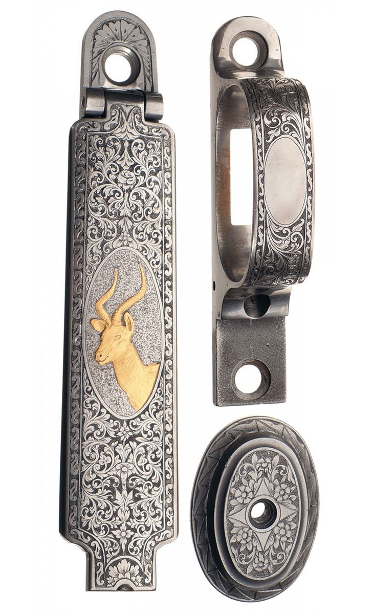 Engraved Winchester Model 70 Trigger Guard Grip Cap And Gold