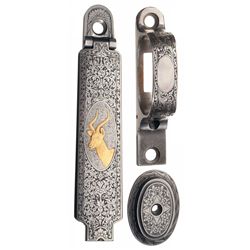 Engraved Winchester Model 70 Trigger Guard Grip Cap and Gold Inlaid Floor Plate