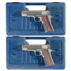 Collector's Lot of Two Sequentially Serial Numbered Stainless Colt Commander Model 1911 Series 80 Se