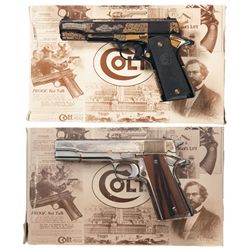 Collector's Lot of Two Cased Colt MK IV Series 80 Commemorative Semi-Automatic Pistols with Boxes