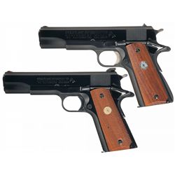 Two Colt MK IV Government Model Semi Automatic Series 70 Pistols