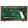 Image 1 : Cased and Gold Highlighted Colt MK IV Series 70 Semi-Automatic Pistol with Carved Ivory Grips and .2
