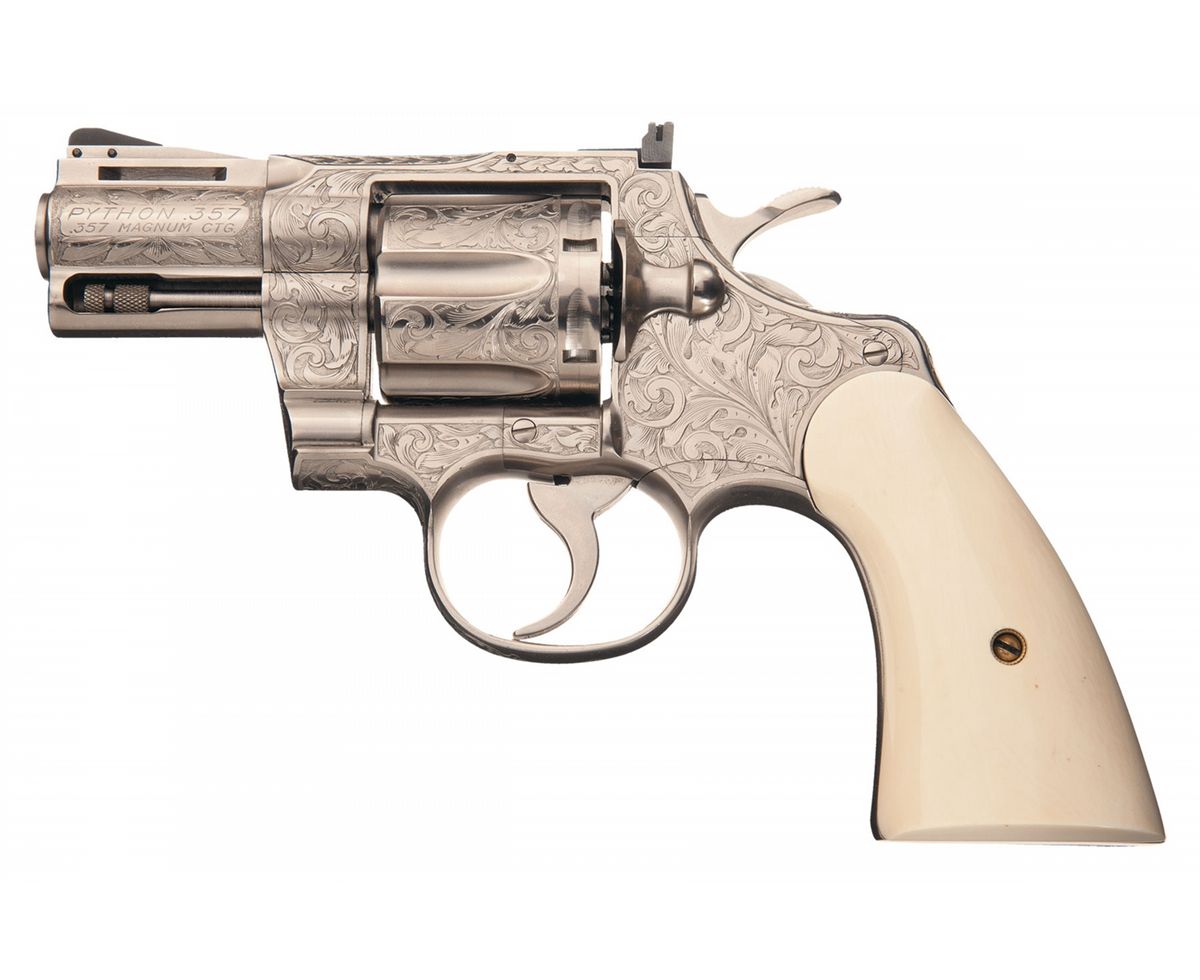 2inch Colt Python Engraved Stainless 2 1/2 Inch Colt Python Double Action Revolver with ...