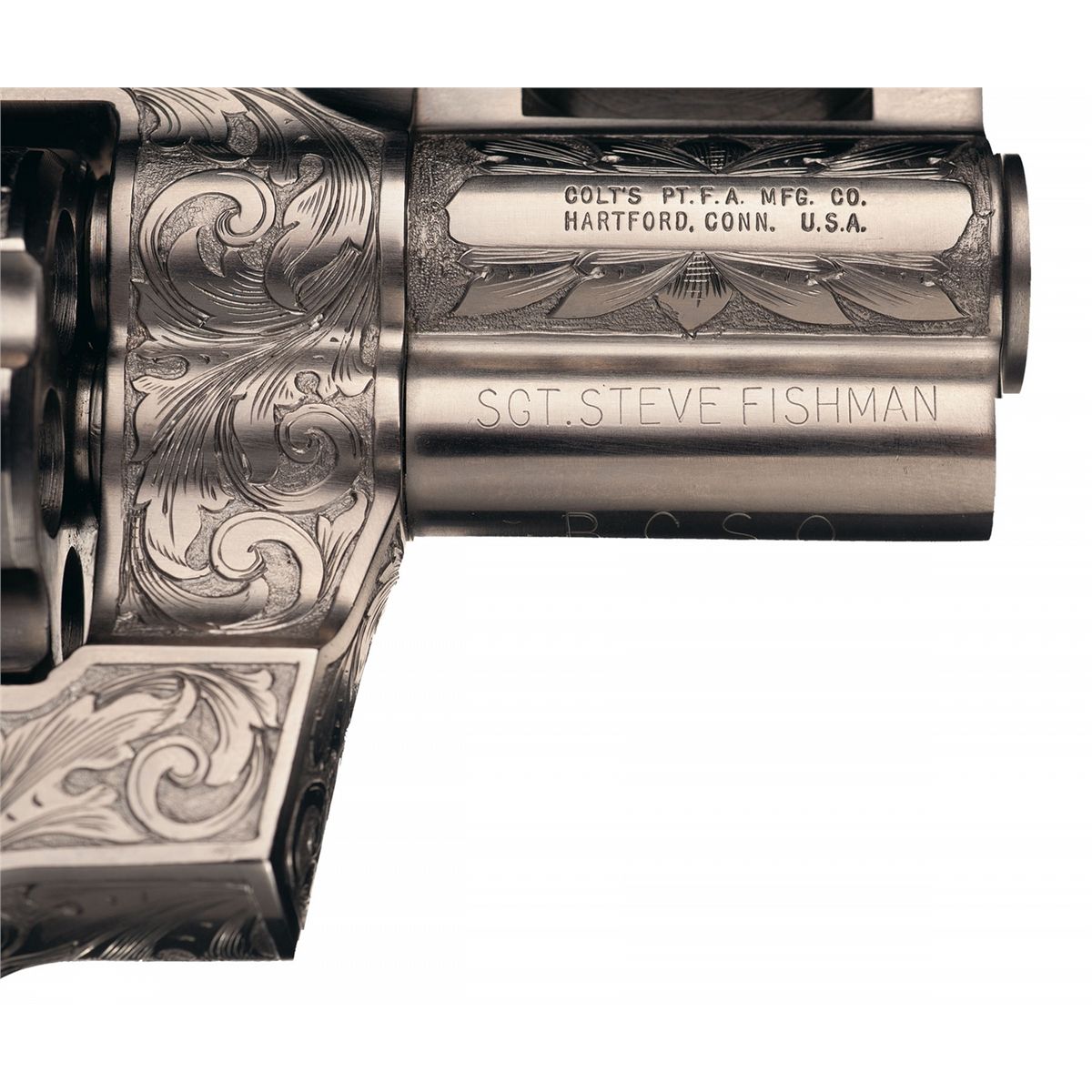 Engraves Colt Python Engraved Stainless 2 1/2 Inch Colt Python Double Action Revolver with ...