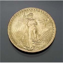 U.S. St. Gaudens Twenty Dollar Gold Coin, Dated 1908 $350 - $450...