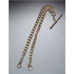 Tested 14-Karat Yellow Gold Vest Chain Circa 1900 The clasp and bar are gold filled. Length: 17-1...