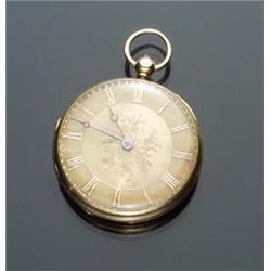 Antique English 18-Karat Yellow Gold Open-Face Pocket Watch, Jn°. Haniland, Molton Mid to Late 19...