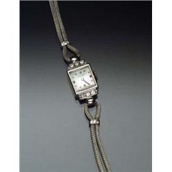 Art Deco Swiss 14-Karat White Gold and Diamond Self-Winding Cocktail Watch, Concord, Retailed by...