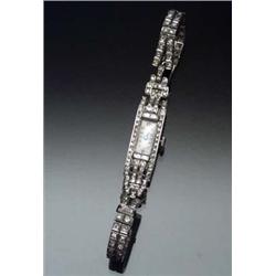 Swiss Art Deco Platinum and Diamond Self-Winding Cocktail Watch, Croton Watch Co. Circa 1920-1930...