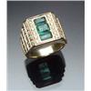 Image 1 : Gentleman's 18-Karat Yellow Gold, Emerald and Diamond Ring Set with one octagonal cut emerald wei...