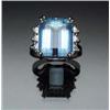 Image 1 : Retro Platinum, Aquamarine and Diamond Dinner Ring Circa 1940 Set with one rectangular emerald cu...