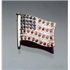 Image 1 : 14-Karat Yellow and White Gold, Diamond, Blue Sapphire and Ruby American Flag Brooch The stars se...