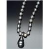 Image 1 : Cultured Pearl Necklace and Pearl Enhancer The single strand having forty-seven blue-gray baroque...