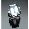 Image 1 : Retro Platinum, Aquamarine and Diamond Dinner Ring Circa 1940 Set with one rectangular emerald cu...