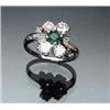 Image 1 : Platinum, Emerald and Diamond Dinner Ring Circa 1950 Set with one octagonal square cut emerald we...