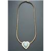 Image 1 : 18-Karat Yellow Gold, White Opal and Diamond Necklace Set with a cabochon heart shape white opal...