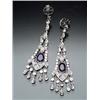 Image 1 : Pair of 14-Karat White Gold, Diamond and Blue Sapphire Tassel Pendant Pierced Earrings Each set w...