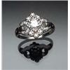Image 1 : Platinum and Diamond Dinner Ring Set with one round brilliant cut diamond weighing approximately...
