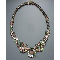 18-Karat Yellow Gold, Multicolored Oval and Round Faceted Tourmaline Necklace Approximate weight...