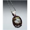 Image 1 : 14-Karat Yellow Gold, Diamond and Fire Agate Pendant and Chain The pendant set with a large oval...