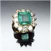 Image 1 : 18-Karat Yellow Gold, Emerald and Diamond Dinner Ring Set with one square emerald-cut emerald wei...
