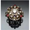 Image 1 : Tested 14-Karat Yellow Gold, Diamond, Blue Sapphire and Synthetic Ruby Dinner Ring Set with one f...