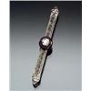 Image 1 : Art Deco Filigree White Gold, Diamond and Black Enamel Bar Pin Circa 1920-1930 Set with one old m...