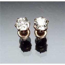 Pair of Antique Tested 14-Karat Yellow Gold Screw-Back Diamond Ear Studs Last Quarter 19th Centur...