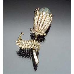 18-Karat Yellow Gold, Baroque Cultured South Sea Pearl and Diamond Brooch Pearl measuring 17.5 mm...