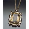 Image 1 : Retro 18-Karat Yellow Gold and Citrine Pendant and Chain Circa 1940 The pendant set with a large...