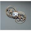 Image 1 : 14-Karat Yellow Gold and Aquamarine Brooch Circa 1950 Set with one large rectangular cut aquamari...
