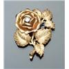 Image 1 : 18-Karat Yellow Gold Florentine and Bright-Cut Finish and Diamond Rose Brooch The stamen set with...
