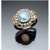Image 1 : Antique Tested 14-Karat Yellow Gold, White Opal and Diamond Dinner Ring Circa 1900 Set with one o...