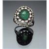 Image 1 : Antique Tested 14-Karat Yellow and White Gold, Emerald and Diamond Dinner Ring Circa 1900 Set wit...